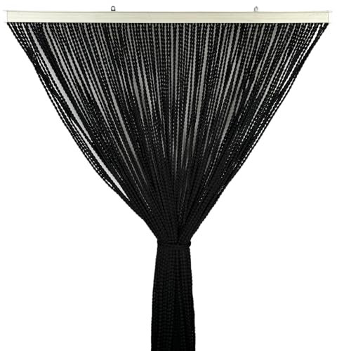Tata Home Tenda Antimosche Catenelle Perline di Stoffa Morbide per Porta Finestra Moschiera a Pannello Susy 140x230 cm Colore Nero