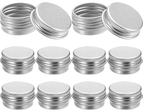 QOWUXHZ 10 Pièces Boite Aluminium Pots En Aluminium Argenté Petit Pot Avec Couvercle Conteneurs À Couvercle À Vis En Métal Rond Pour Diy Crème Baume À Lèvres 15Ml