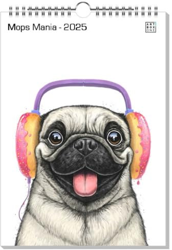 artboxONE Kalender 2026 Mops Mania Wandkalender A4 2026 Tiere