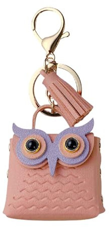 Porte-clés porte-monnaie hibou, porte-clés en cuir hibou | Porte-clés de petit sac à pompon animal | Porte-clés en cuir de hibou, porte-monnaie en forme d'animal, accessoire multifonctionnel en cuir d