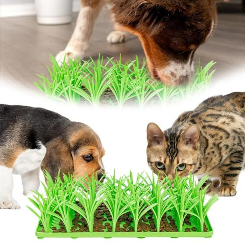 Artificial Grass Silicone Grass Mat for Cats,Green Grass Silicone Slow Food Mat,Cat Grass Mat Food Toy,Cat Grass Mat for Indoor Cats Silicone