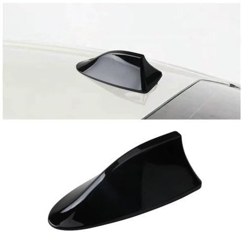 Flaconi Antenne Requin Radio FM/AM pour Voiture - Accessoire Tuning Aileron de Toit (Noir)