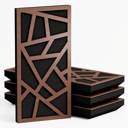 4 Pack — Narrow Sound Absorption-Diffuse Acoustic Panel | 50x25cm | Absorption - Diffusion - Reflection - Soundproofing | Model-Thickness-Color: [SKYROSS - 53mm | Nut]