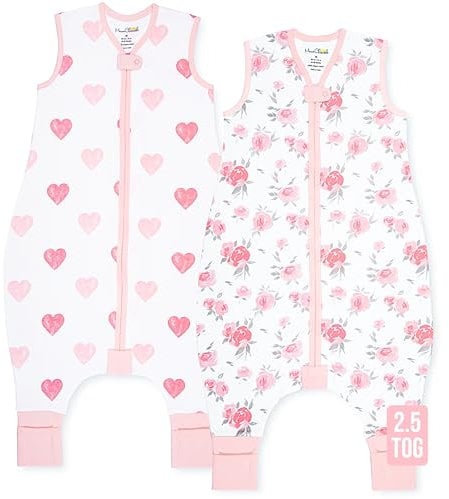 Mama Cheetah Toddler Schlafsack mit Füßen 3T - 4T, 2,5 TOG Bio-Baumwolle Baby Schlafsack mit Beinen, Baby Wearable Decken für Walker w / 2-Wege-Reißverschluss, Baby Schlafsack für Mädchen & Jungen