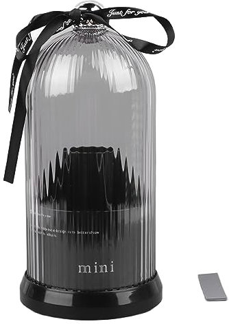 Bognajin Support de rangement pour pinceaux de maquillage rotatif à 360 degrés, cosmétique étanche à la poussière avec couvercle transparent, capacité adéquate pour rouge à lèvres, crayons (Black)