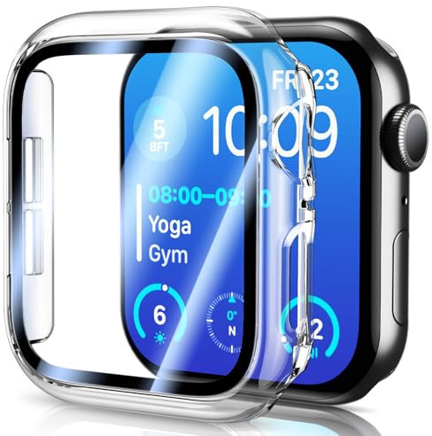 UM UNIQUEME für Apple Watch Series SE2/SE/6/5/4 44mm Hülle - 2 Stück, 360° Ultradünne PC Hard Schutzhülle, Kratzfest & Voller Schutz, Displayschutz für iWatch 44mm - Transparent