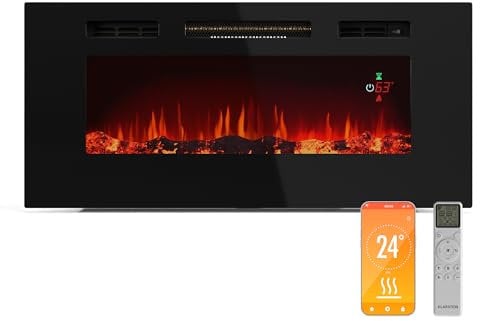 Klarstein Galeras Smart Elektrokamin - 1800 W Heizleistung, Realistische LED-Flammen, App & Fernbedienung, Einstellbare Farben & Helligkeit, Überhitzungsschutz, Wandkamin Elektrisch