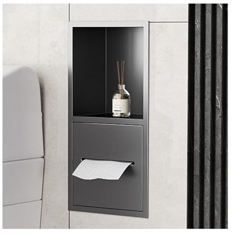 Duschnische, eingebettetes Wandregal aus Edelstahl, Badezimmerregale, Nassraumnische für Zuhause, Schlafzimmer, Küche, Shampoo, Toilettenartikel, Toilettenpapier, wasserdichter Aufbewahrungs