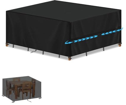 SIMPHAUS Abdeckung Gartentisch Abdeckung Gartenmöbel Wasserdicht,UV Beständig 420D Oxford Gewebe Abdeckplane Gartenmöbel Abdeckung für Gartenmöbel,Klapptisch,Garten Hochbeet,Balkonmöbel 120x100x75cm