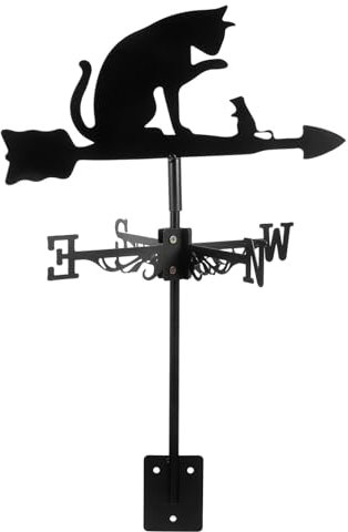 Cabilock Wetterfahne Aus Metall Für Die Dachmontage Katzen-Wetterfahne Aus Edelstahl Mit Dachmontage Dachgartendekorationen Wetterfahne Für Schuppen Hof Und Gartenzaun Dekoration Im Freien