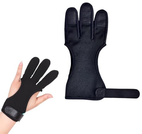 UENXRXE 1 Stück Fingerschutz Für Hände Handschuhe,Einstellbar Traditioneller Bogenschießen Schießhandschuh, 3 Finger-Schutz Handschuhe Für Kinder-Jugend-Erwachsen-Anfänger Schießen(A)