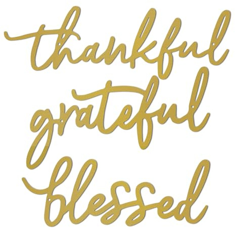 ESTART Thankful Grateful Blessed Letter Sign Metal Wall Decor, 3 Piece Gold Letters Wall Art for Bathroom Bedroom Metal Words Wall Decor for Home Decor (Gold)