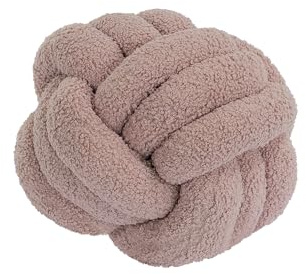 Dekoratives Knotenkissen, ca. 25 cm, trendiger Teddy Bouclé Stoff, Handgefüllt, 4 Farben, Sofakissen, Dekoration für Wohnzimmer und Schlafzimmer, ausgefallene Kissen (Rose)