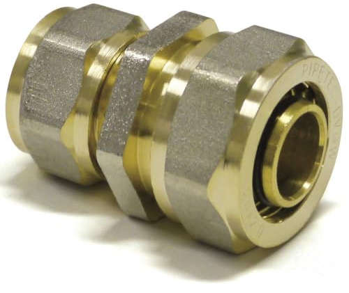Pipetec Schraubfitting Kupplung 26 x 3mm - 16 x 2mm | Klemmringverschraubung für Mehrschichtverbundrohr und Aluverbundrohr, DVGW zertifiziert, hygienisch einzeln verpackt