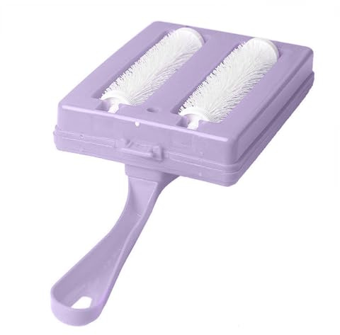 Carpet Debris Brush, Multi-Functional Double-Roller Sweeper Manual Cleaning Brush Household Tool for Cleaning Floor, Sofa, Tablecloth(COLOR:Random Color)