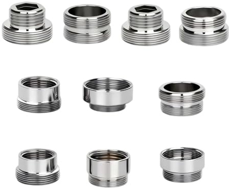 10 Pezzi Adattatore per Rubinetto in Metallo, Raccordo per Rubinetto in Ottone Cromato, 16/18-24 mm Adattatore per Doccetta e Aeratore Rubinetto, per Aeratore Rubinetto Cucina e Bagno