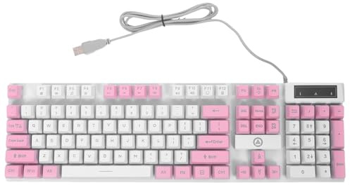 Alipis Gaming Keyboard 104 Keys Abs Pink Backlit USB Keyboard