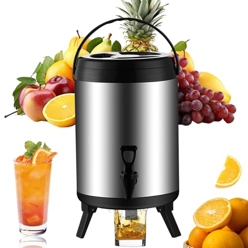 Dispensador de bebidas isotérmico 6/8/10L, termo dispensador de bebidas calientes y frías, acero inoxidable para alimentos, conservación de larga duración, caliente y frío, para camping y restauración