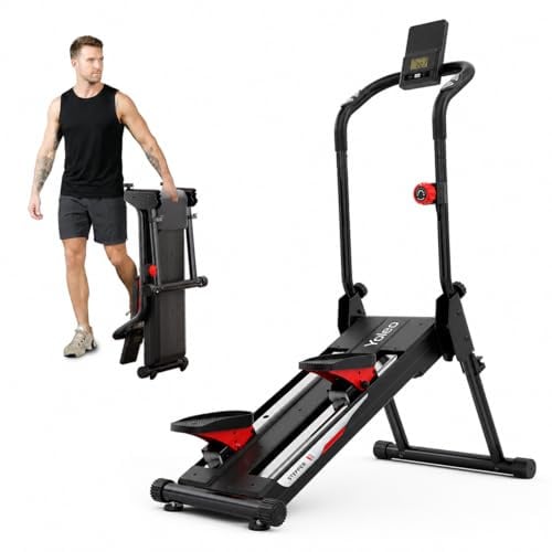 YOLEO Profi Stair Stepper mit Magnetwiderstand, 16-stufiger Treppensteiger für Zuhause, klappbares Cardio Fitnessgerät mit Handlauf, 71 cm Schrittlänge, LCD & Herzfrequenzsensor