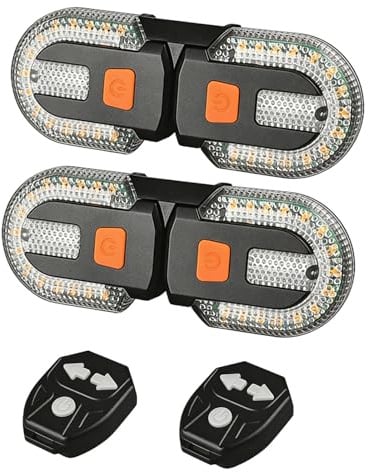 yeeplant Rücklicht, Blinker, kabellose Fernbedienung, USB-wiederaufladbar, geteiltes Design, ABS-Gehäuse, für Nachtfahrten und Richtungsanzeige, 4 Stück