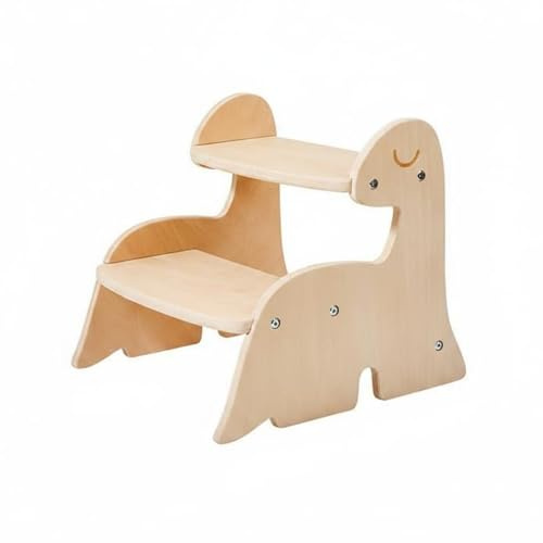 Qianly Taburete Infantil de Dos Niveles Escalón Niño Banco Escalera Madera de Contrachapado Resistente Silueta Prehistórica Lúdica Adecuado para, Regular