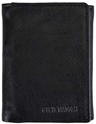 Steve Madden Herren RFID Trifold Wallet with Id Window Geldbörse, Schwarz (Glatte Maserung)