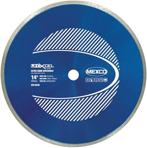 Mexco UHX Ultra Hard Materials Diamond Blade, High-Performance, Precision Cutting Disc for Granite, Porcelain, Marble - 350mm, 10mm Segment Height, 25.4mm Bore