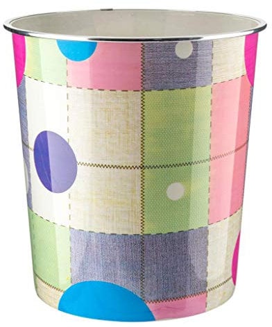 Home Plus 7.7 Litre Quality Floral Design Lightweight Waste Paper Basket Bin (Multicolour Abstract Art)