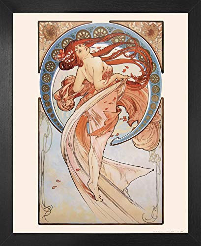 1art1 Alphonse Mucha Poster Kunstdruck Bild und MDF-Rahmen - Der Tanz, 1898 (50 x 40cm)
