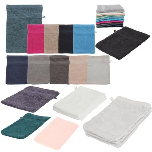 Northam Lot de 10 gants de toilette en coton éponge - 16 x 21 cm - Noir