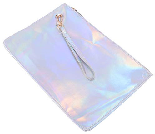 VALICLUD 1stk Lasertasche Lagerung Tasche Farbsack Umhüllen Frauenspeicherungspaket. Holographische Kosmetiktasche Glänzende Hologramm Make-up Kosmetiktasche Bunt Umschlagbeutel Damen Weiß