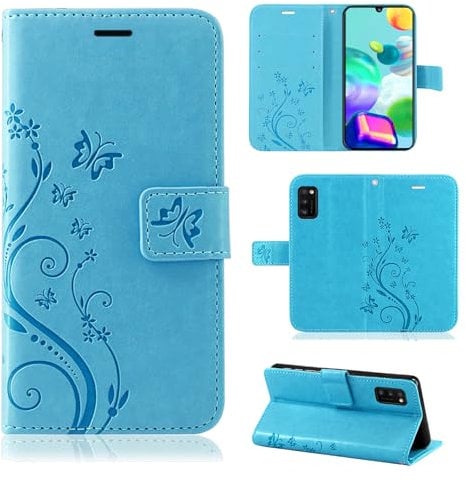Hülle Kompatibel mit Samsung Galaxy A41 | Klapphülle Schutzhülle mit Kartenfächer Kompatibel für Galaxy A41 | Magnetverschluss Klapphülle | Blau