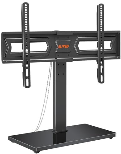 ELIVED Swivel Table Top TV Stand for most 37-70 TVs with Max VESA 600x400mm up to 40KG, Height Adjustable TV stand for Plasma, LCD, LED, OLED Flat/Curved TVs, Universal Table Top TV Stand EV017