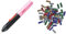 Bosch Akku Heißklebestift Gluey Cupcake Pink + 70tlg. Klebesticks Set (Glitzernde Sticks, Zubehör für Heißklebestift)