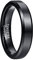 Phyonio 4mm Wolfram Ringe Schwarz Damen Herren Ringe mit Abgeschrägte Kanten fur Hochzeit Verlobung Größe 62(19,7)