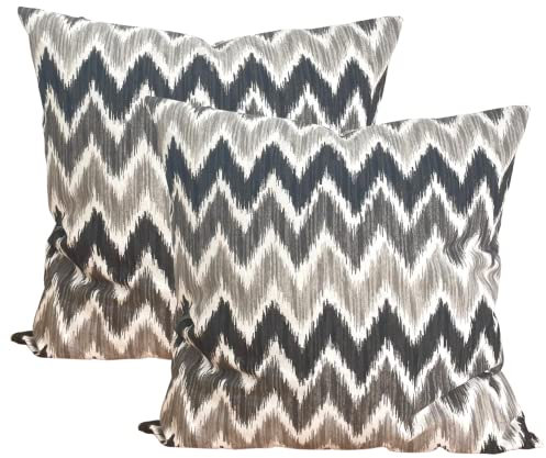 TRESMESTRES Kissenbezüge für Loungemöbel, Sofakissenbezug und Kissenhülle - Mediterranes, Bunt, Ikat-Stil - Dekorative Zierkissenbezug - Deko Kissenbezug 60x60 cm - 2er-Set, Grau