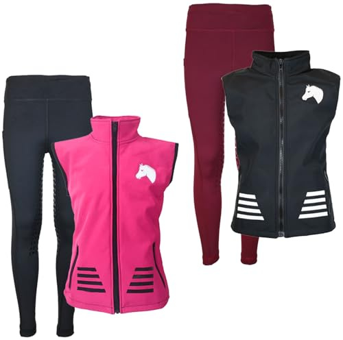 MS-Trachten Reitset Kinder Reitweste Softshell Juli mit Silikon-Vollbesatz Reitleggings