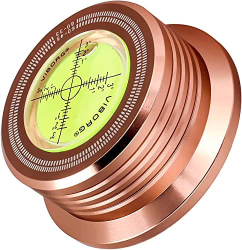 Tertullus Plattenspieler Disc Record Gewicht, 60Hz Schallplatten Plattenstabilizer Auflagegewicht, Plattenklemme LP Disc Stabilizer Drehscheibe mit Wasserwaage für LP-Vinyl Plattenspieler(Golden)