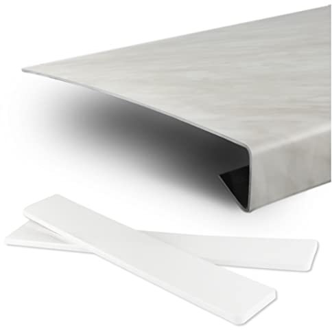 TJ Fensterbank Verkleidung in Marmoroptik I 38 x 80 cm I Dicke 3,5 mm I pflegeleichte PVC Fensterbrett-Abdeckung mit Seitenabschluss I Fenstersims Renovierung kratzfest & feuchtigkeitsundurchlässig