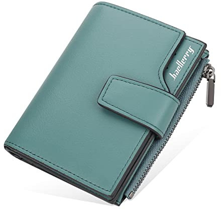 ANYWN Geldbeutel klein Damen, Geldbörse Damen, kleines Portemonnaie Damen mit Große Kapazität, Vintage Geldtasche Grün