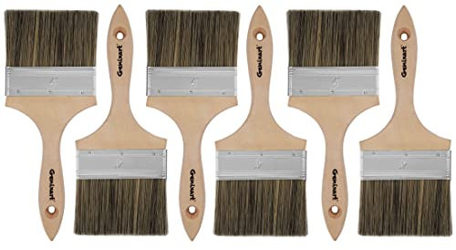 Double Thick Chip Paint Brush Set, 4 inch / 100mm Wood Stain Brushes for Painting Walls and Fence Staining, Wooden Handle Masonry Paintbrush for Varnish, Paste, Gesso and Limewash (6 Bulk Pack)
