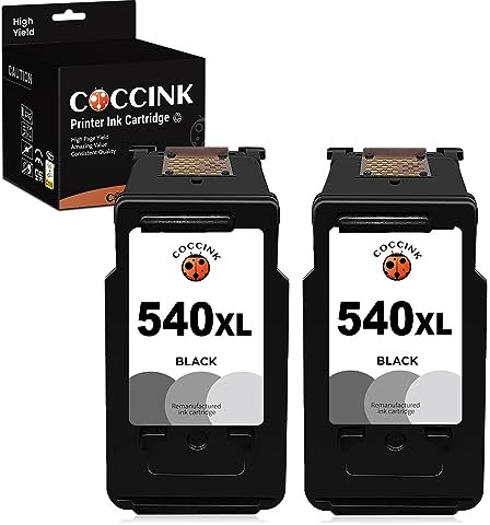 COCCINK PG-540 XL (2 Schwarz) Wiederaufbereitete Druckerpatronen für Canon 540XL für Pixma MG2100 MG2140 MG3650s MG3650 MG3600 MG4100 MG4250 MX475 MX535 TS5140 TS5150 TS5151 MG3250 MG3550 Drucker