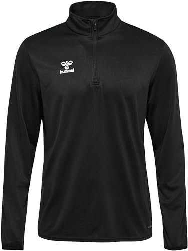 hummel Unisex Hmlessential Half-Zip Hooded Sweatshirt, Schwarz, XXL EU