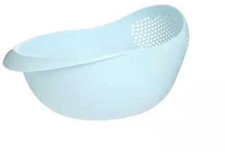 Reissieb aus Kunststoff, Küchenabflusskorb mit Griffen, Reisschale, Siebkorb, Spüle, Küchenutensilien (blau)