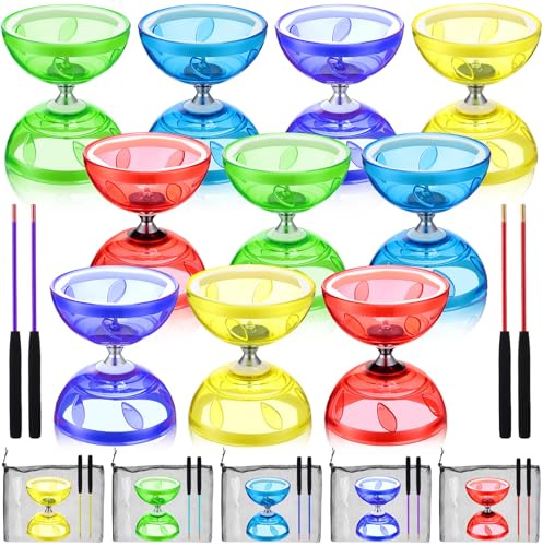 Hungdao 5 Set Chinese Diabolo Set Triple Bearing Chinese Yoyo, Transparent