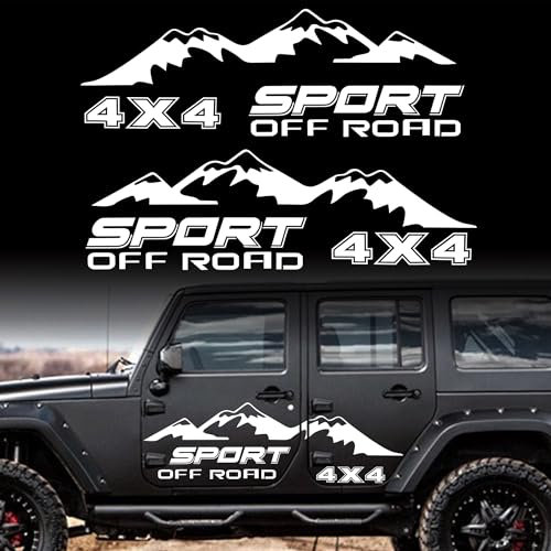 TOMALL 1 Paar 127 cm Schnee Berg 4 x 4 Off-Road-Aufkleber für Karosserie Tür Seite Auto Berge Sport Grafik Vinyl Aufkleber Dekoration für Pickup SUV LKW Fahrzeuge Kofferraum Aufkleber Zubehör (C-Weiß)
