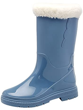 Kobilee Stivali Pioggia Donna Gomma Alti Imbottiti Stivali da Pioggia da Lavoro Antiscivolo Stivali Gomma Invernali 38 Stivaletti Pioggia Colorati Antipioggia Scarpe Impermeabili Pianta Larga