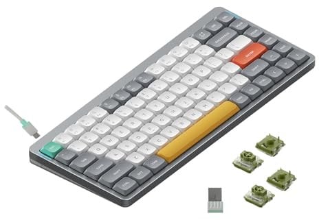 nuphy Air75 V2 Kabellose mechanische Tastatur, 84 Tasten RGB Hot-Swap Tastatur, unterstützt Bluetooth 5.1, 2.4G und kabelgebundener Verbindungc für PC/Laptop/Windows/Mac-Grey Gateron Moss Switch