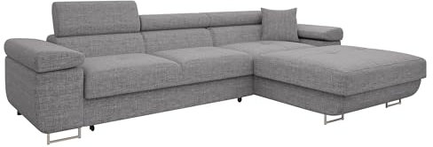 Mirjan24 Ecksofa Torezio Mini mit Bettkasten, Einstellbare Kopfstützen, Bequeme Polsterung, Eckcouch mit Schlaffunktion für Wohnzimmer L-Form Couch mit Bettfunktion (Lux 05, Seite: Rechts)