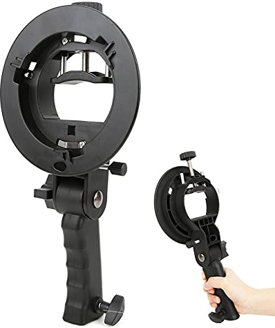 Handheld Grip S Type Bracket Mount Holder for Bowens, Handheld Hand Grip S Shape Bracket Accessory for Bowens Mount Camera Top Flashlight Black